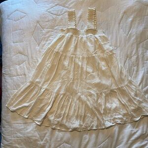 American Eagle Outfitters Cream Tiered Ruffle Boho Dress